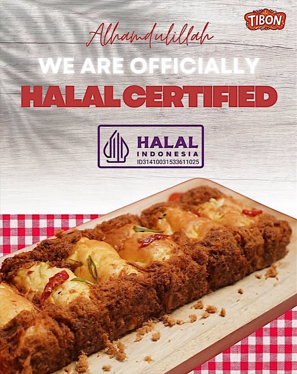 Poster TIBON resmi bersertifikat Halal Indonesia nomor ID31410031533611025